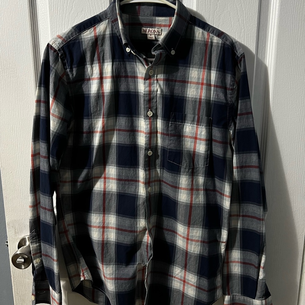 Blue western style checkered flannel shirt